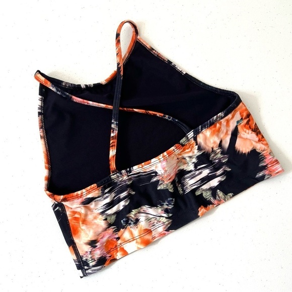 Betsey Johnson Performance Long Line Sports Bra Orange Floral Size Small Workout - Picture 3 of 6